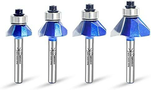 CSOOM Pro 4本入 45°面取りビット 角面ルータービット 軸部6mm 超硬トリマ ルータービット ルーター ベアリング
