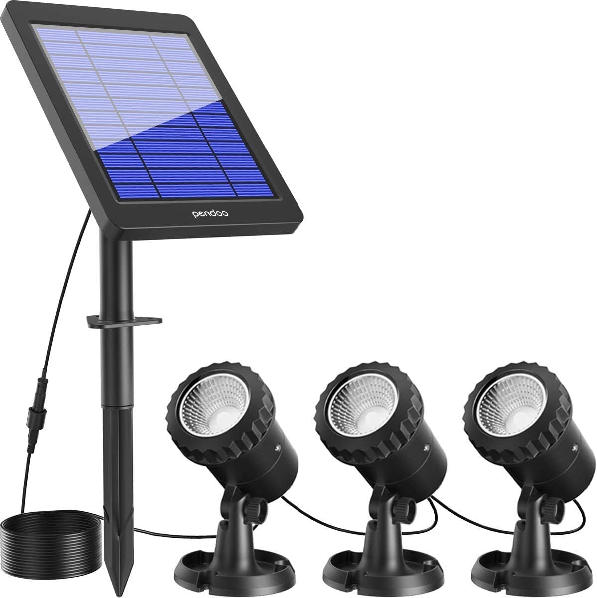 pendoo ガーデンライト ソーラー スポットライト 水中ライト IP68防水 3点式 屋外 庭 アウトドア 防犯・防災用品 自動