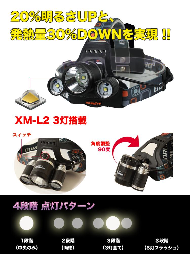 CREE XM-L2 ヘッドライト 6000ルーメン 充電用USBケーブル付+USB型 2本用充電器付き通販格安セール情報 楽天 通販