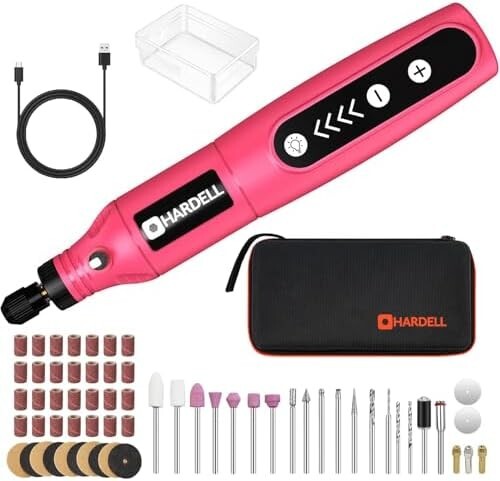 HARDELLミニルーター 5段変速 61PCS 18000RPM高速回転 USB充電式ミニ工具セット ルーターツール