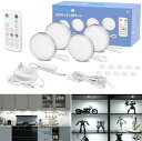 Wobane キッチンライト led 間接照明 4個セット 連接可能 LEDキャビネットライト リモコン付き 昼白色 調光可能 時間設定