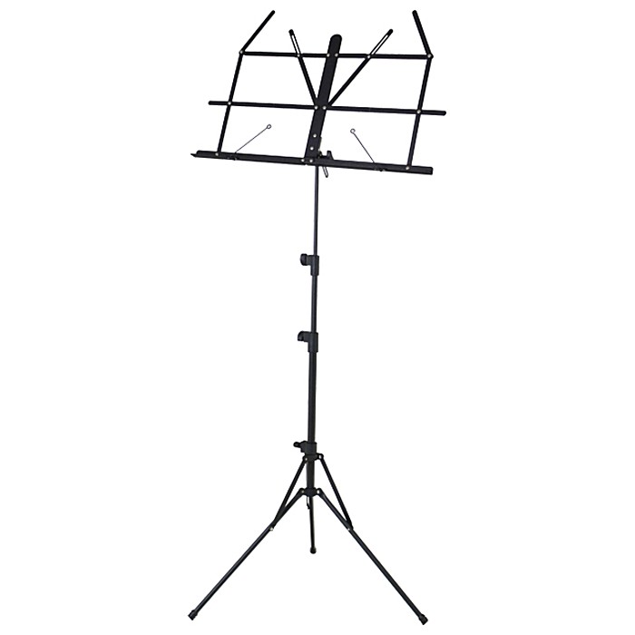 軽くて丈夫なアルミ製の折り畳み式の軽量譜面台です。コンパクトに畳めるので普段使わない時にも邪魔になりません。また専用のソフトケースが付属しますので、スタジオ等での練習用に持運びも非常に容易。自宅練習、バンド演奏、吹奏楽等、どんなシーンでも使える譜面台です。 ・重量：約432g ・折り畳み時全長：約47cm ・ソフトケース付属