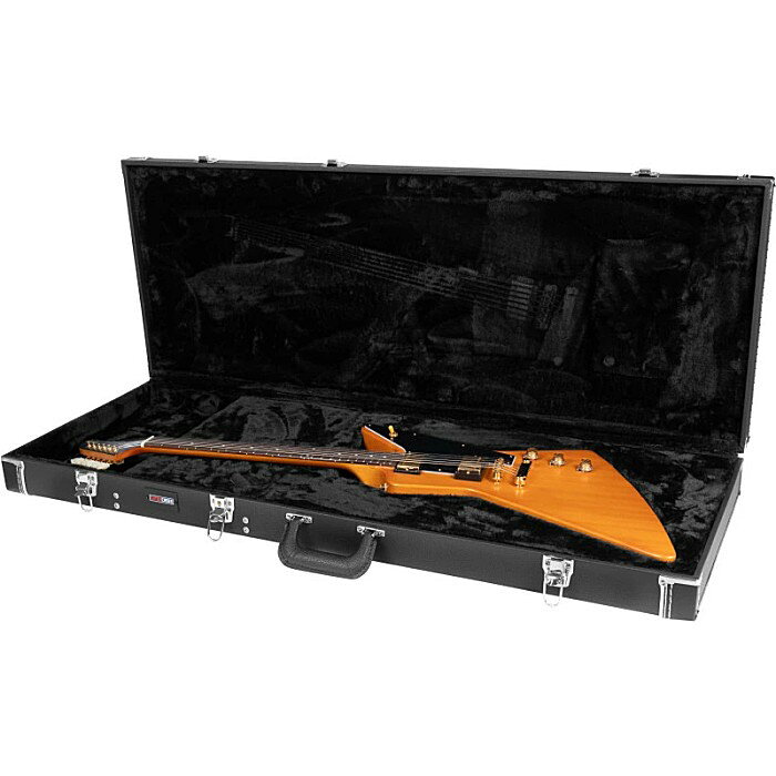 エクスプローラータイプのエレキギター専用に設計された高級木製ハードケースです。堅牢な合板構造により優れた耐久性を誇り、移動時の衝撃や外部からの圧力から大切な楽器を確実に保護します。内装は高密度フォームパッドと高級感あるベロア調のライナーで仕上げられ、ギターをしっかり固定。ネック部下にはストレージコンパートメントを備え、ストラップや小物類もスマートに収納できます。外装にはコントラストステッチを施した美しいデザインが光り、三重クロームメッキの金具とロック機構により、安全性と耐久性も強化。持ち運びには人間工学に基づいて設計されたパッド付きハンドルを採用し、移動時の快適さにも配慮されています。 ・内寸：全長116.8cm / ボディ長: 52.1cm / ボディ上部幅: 22.9cm / くびれ部幅: 19.7cm / ボディ下部幅: 43.8cm / 深さ: 5.1cm ・外寸：全長121.9cm / 幅: 45.7cm / 高さ: 11.4cm / 重量: 5.4kg ※基本的に当店より出荷いたしますが、地域や在庫状況によりメーカー直送にて配送手配する場合もございます。