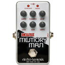 Nano Deluxe Memory Manは、EHXオリジナルのアナログディレイ、コーラスそしてビブラートに加えて、モジュレーションコントロールを強化するためにRateとDepthノブの両方を搭載しました。さらにはディレイタイムの最大値は50ms、ディレイテイルのON/OFFを切り替える内部アクセススイッチ、テイルズ機能時はトゥルーバイパスがOFFになるBYPASSスイッチ、そして標準的なDC9V電源に対応するなどのアップデートが施されています。 ・30〜550m Secまでのディレイタイムを調節可能なDELAYコントロール・ ・バイパス切替時にエコーが自然に減衰するか瞬時にミュートされるかを設定するTailsスイッチ。 ・ビブラートやコーラスのようなエフェクトを生み出すためにディレイに加えるモジュレーションの量を設定する Depthノブ。 ・モジュレーションの速度を調整するRateノブ。 ・ペダルボードフレンドリーなコンパクトで頑丈なエンクロージャーを採用。 ・electro-harmonix 9.6DC-200 アダプター付属。