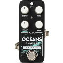 EHX Pico Oceans 3-Verbは、アンビエンスに必要な要素を詰め込んだ、柔軟性とコントロール性に富んだウルトラコンパクトサイズのリバーブペダルです。最小限のスペースでスプリング、プレート、ホールの3タイプのリバーブの巨大なサウンドをペダルボードに加えることができます。ディケイタイム、プリディレイ/スプリングの長さ、トーンを調整可能で、広がりのあるサウンドを数多く作り出すことができます。 ・スプリング、プレート、ホールの3種類のリバーブタイプ ・ディケイ、プリディレイ、トーンの調整が可能でフレキシブルに対応 ・スプリングモードではスプリングの長さを3種類から選択可能 ・アンビエントな音世界を作り出す無限リバーブ機能 ・バイパス後もリバーブの減衰が継続するテイルズバイパス機能 ・JP9.6VDC-200アダプター付属