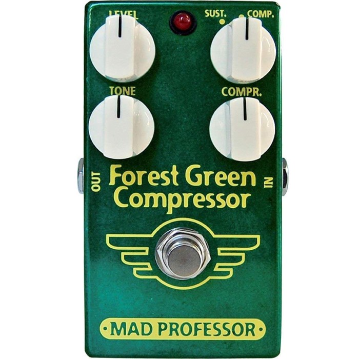 Forest Green Compressor (FGC) は、ハイエンドのギターとベースに対応するよう BJF が設計したコンプレッション・ペダルです。 全レンジにおいて極めてローノイズでオーバーロードに対する高いマージンがあり、歪みやノイズを最小限に抑えて広いダイナミックインプットレンジを実現しました。 FGCは特別なトーンコントロールを装備しており、コンプレッションサウンドを微調整して透明なトーンとエフェクトを得ることができます。コンプレッサーとサステイナーの切替が可能で、SUSTAIN モードでは非常にダイナミックなタッチ・センシティブ・トーンのロングサステインを生み出します。アタック感が失われないのでブルース・プレイヤーにもマッチし、スライドプレイでも効果を発揮します。