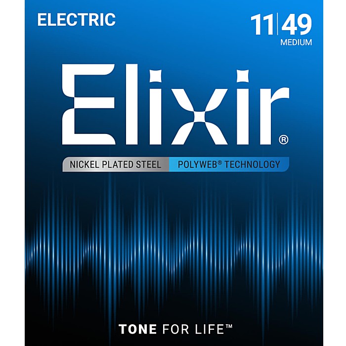 0.11- 0.48 - Elixir Polyweb #12100 Medium 011-049 エリクサー コーティング弦 エレキギター弦