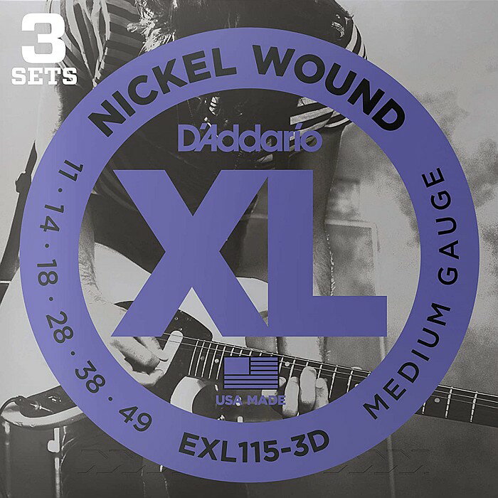 3���åȥѥå� D'Addario EXL115-3D Nickel Wound 011-049 �����ꥪ ���쥭��������