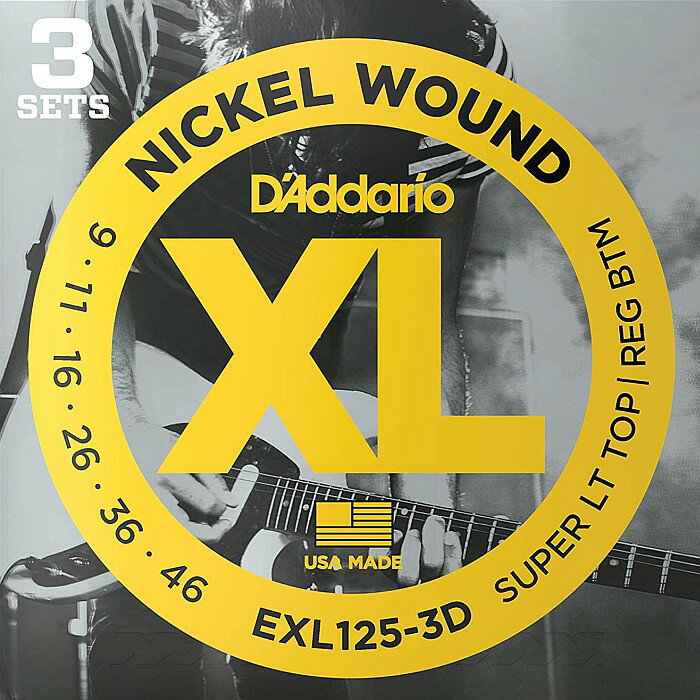3åȥѥå D'Addario EXL125-3D Nickel Wound 009-046 ꥪ 쥭