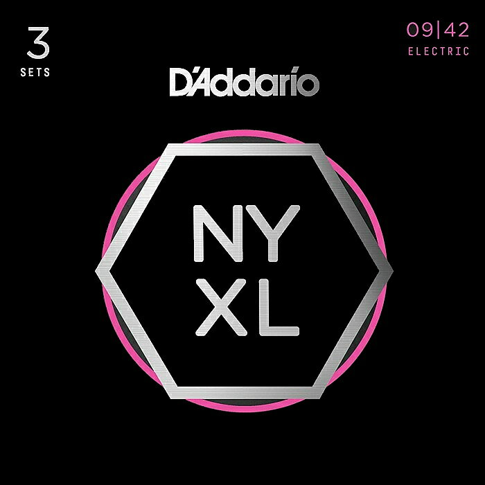 弦（0.09至0.42） - 3セットパック D'Addario NYXL0942-3P Super Light 009-042 ダダリオ エレキギター弦