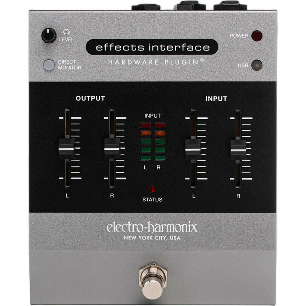 Effects Interface Hardware Pluginは、ギター用ペダルなどの物理的なエフェクト機器と DAW を、これまでにないほど簡単かつシームレスに連携させるために開発された、画期的なインターフェースです。さらに本機は、お気に入りの プラグインをコンピューターの外に持ち出し、実際のギターリグで使用することも可能にします。特別なコンバーターやDIは不要で、USB-C接続ひとつでハードウェアとソフトウェア間の信号を適切に処理します。 ・スタジオからステージまで対応するマルチパーパスインターフェースペダル。 ・ペダルエフェクトとプラグインを簡単に接続。 ・Hardware Plugin Mode：実機ペダルを DAW 上でプラグインのように使用。 ・Pedalboard Mode：プラグインをペダル感覚で使用可能。 ・Audio Interface Mode：2イン2アウト USBオーディオインターフェースとして動作・ ・ステレオ入出力、専用レベルコントロールスライダー搭載。 ・音量調整可能なヘッドホン出力。 ・電源アダプターおよび USB-C ケーブル付属。 ・その他スペック詳細、システム要件はメーカーHPを参照してください。