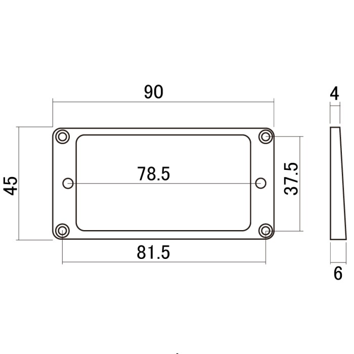 SCUD MR-1FB エスカッション ハムバッカー用 フラットトップ/カーブドボトム フロント ブラック