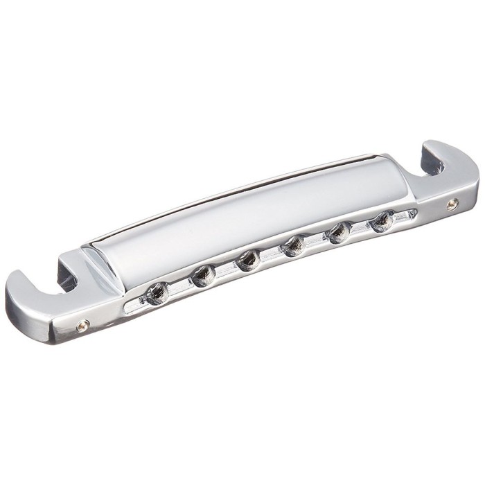 汎用ストップテールピースです。山が高めになっているヴィンテージライクな形状です。ビスにより前後の位置調整が可能なタイプです。