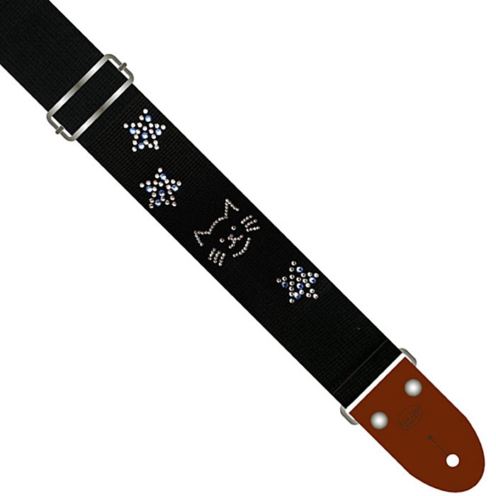 Live Line Rhinestone Strap LS48BK-6 ライブライン ギターストラップ ラインストーン ネコ2