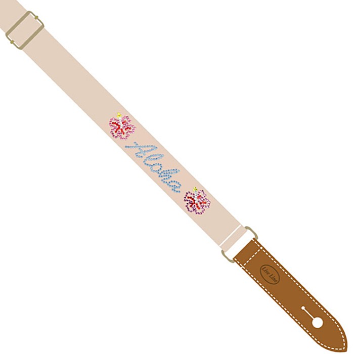 Live Line Ukulele Strap YUS38T-2 ライブライン ラインストーン ウクレレストラップ ハイビスカス/タン