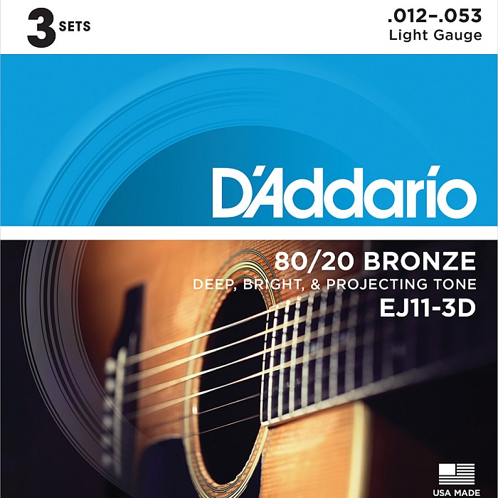 3åȥѥå D'Addario EJ11-3D Light 012-053 80/20 Bronze ꥪ 