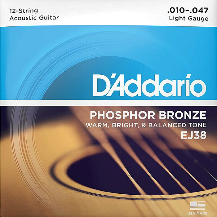 12弦用 D Addario EJ38 Light 010-047 Phosphor Bronze ダダリオ アコギ弦