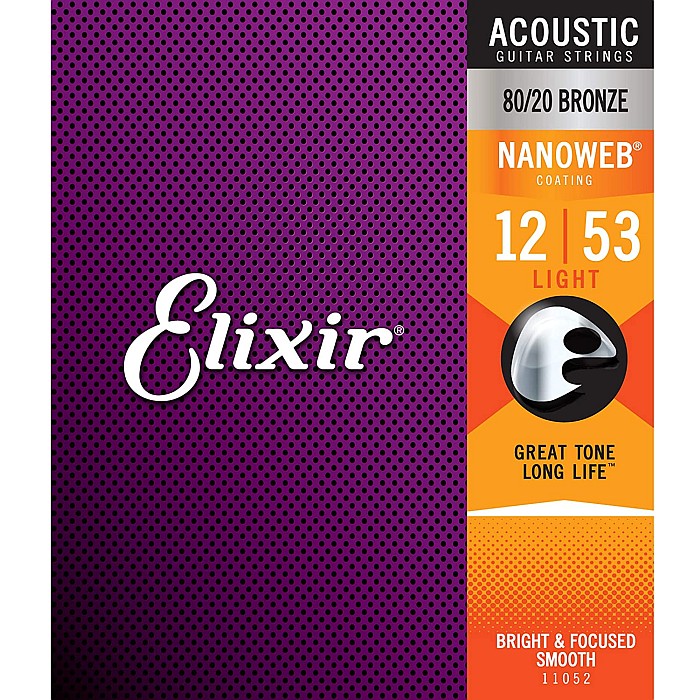 Elixir Nanoweb 11052 Light 012-053 80/20 Bronze エリクサー コーティング弦 アコギ弦