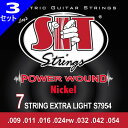 3セット 7弦用 S7-954 SIT Power Wound Extra Light 009-054 エスアイティー エレキギター弦