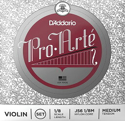 D'Addario Pro-Arte Violin String J56 1/8M ダダリオ バイオリン弦 プロアルテ 1/8スケール ミディアムテンション セット