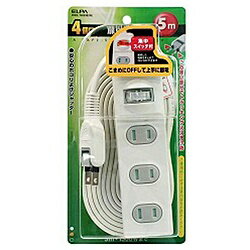 ELPA 火災予防安全タップ（2P・4個口・5m）　WBS-T4050B-W 白 WBST4050BW