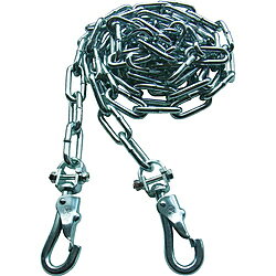 ■両端に金具が付いており多用途に使用できます。【用途】・間仕切り、転倒防止【仕様】・全長（m）： 2・線径d（mm）： 4.8・内長P（mm）： 27・内幅W（mm）： 7・使用荷重（kN）： 0.49【材質／仕上】・スチール・表面処理： ユニクロメッキ両端に金具が付いており多用途に使用できます。