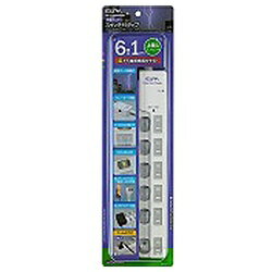 ELPA WLS-LU6100RMB LEDランプスイッチ付タップ ブレーカー付 上挿し 6個口 1m WLSLU6100RMB 【852】