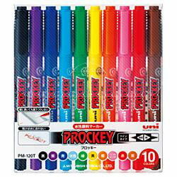三菱えんぴつ ［サインペン］ プロッキー （水性顔料・細字丸芯＋極細角芯） 10色セット PM120T10CN PM120T10CN