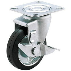 ユーエイキャスター 産業用キャスターS付自在車　125径ゴム車輪　SJ125WSP SJ125WSP
