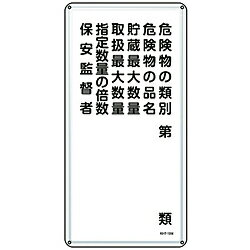 日本緑十字 緑十字　消防・危険物標識　危険物の類別・保安監督者　600×300mm　スチール 53116