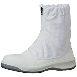 ■足裏形状でフィットする3Dフットベットにより、足ブレが少なく安定した姿勢維持と歩行が可能です。■かかと部は納まりが良くなり、効率よく衝撃を吸収するので足への負担を軽減します。■又、アーチクッションと中足パッドが足のバネの役割を果たすアーチを支えています。■つまずき防止の為トウスプリングを上げ、凸部がない設計でつまずきを予防します。■エグリ形状になったかかとの部分が歩行時に変形し効率よく衝撃を吸収。■足への負担を軽減します。■つま先の損傷を防ぐ、ウレタン製「フルCAP」を搭載。■ソールとの一体成型により優れた耐久性も実現しました。■新設計のエッジが総ラウンド形状の凸型デザインを採用。■エッジの欠け、脱落を防ぎます。■寸法(cm)：25.5■足幅サイズ：EEE■色：ホワイト■タイプ：ハーフフード■JIS T 8103 ED-O/C2/人工皮革/S合格■足裏形状でフィットする3Dフットベットにより、足ブレが少なく安定した姿勢維持と歩行が可能です。