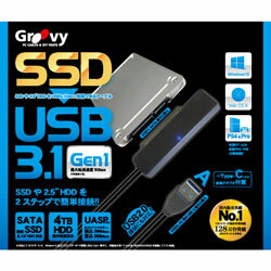 GROOVY HDD簡単接続セット［SATA 2.5インチSSD/HDD専用 ⇔ USB-A＋USB-C］ USB3.1 gen1 接続ケーブル ブラック UD-3101P UD3101P