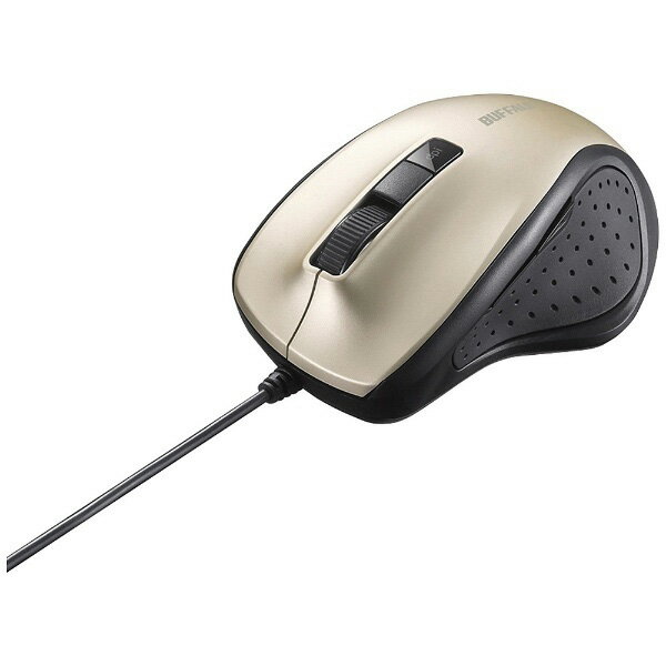 BUFFALO(バッファロー） BSMBU308GD　有線BlueLEDマウス［USB・Mac／Win］静音（5ボタン・ゴールド） BSMBU308GD