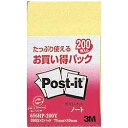 3Mジャパン ノート再生紙お買い得パック Post-it(ポスト・イット) イエロー 656RP-200Y 656RP200Y