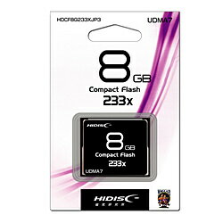 HIDISC CFカード 8GB 233x Read35MB/s MLCチップ搭載容量8GB最大転送速度223x（35MB/s）仕様1規格：コンパクトフラッシュ容量：8GB転送規格：UDMA7Type：Type1HIDISC CFカード 8GB 233x Read35MB/s MLCチップ搭載