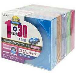 Nakabayashi 30枚収納　Blu−ray DVD CD ケース スリムタイプ （1枚×30・5色ミックス）　CD-088-30 CD08830