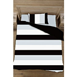 生毛工房 【敷ふとんカバー】ボーダーブロード ダブルサイズ(綿100％/145×215cm/ブラック) UM_K36_SD_B..