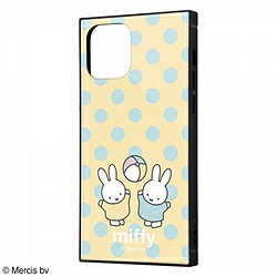 INGREM iPhone 12 Pro/12 /ミッフィー/耐衝撃ハイブリッドケース KAKU/水玉_イエロー IQ-BP27K3TB/MF007 IQBP27K3TBMF007