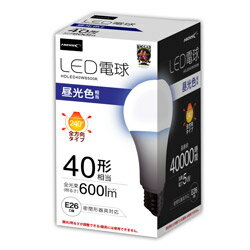 ハイディスク HIDISC LED電球 一般電球40W相当 昼光色 ［E26 /一般電球形 /40W相当 /昼光色 /1個 /全方向タイプ］ HDLED40W6500K