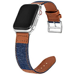 アイキューラボ AppleWatch 44mm/42mm用 デニム レザーバンド ネイビー ブラウン IQAWDEL44NVBR IQAWDEL44NVBR