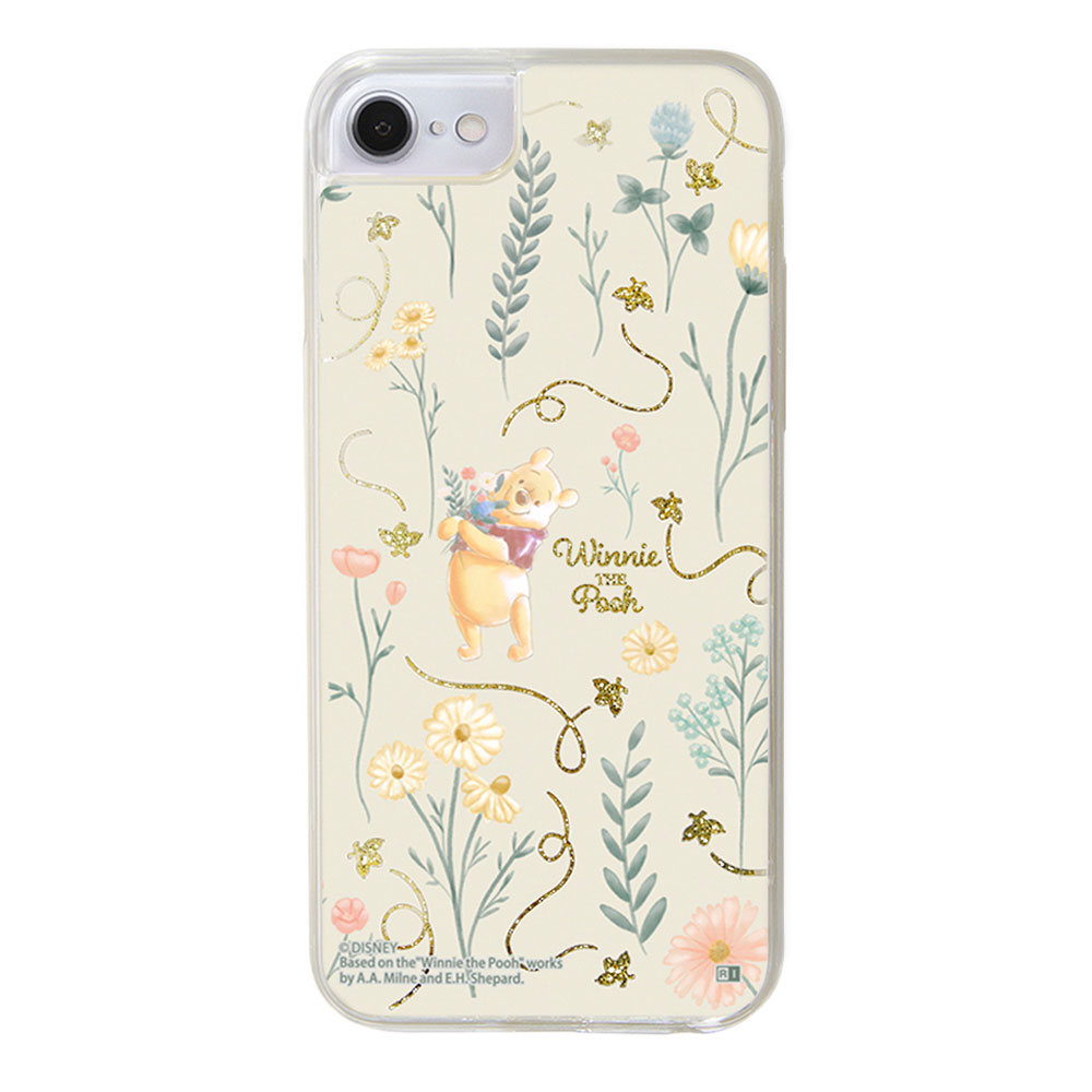 INGREM iPhone SE(第2世代) / 8 / 7 / 6s / 6 / ディズニー/くまのプーさん/ラメ グリッターケース/フラワー イングレム IJ-DP76LG1G/PO19 IJDP76LG1GPO19