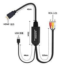 トーホー AV to HDMI変換ケーブル＋USB-A（給電用）0.4m＋1.4m/0.4m HDX-A2HH ［HDMI⇔RCA］ HDXA2HH