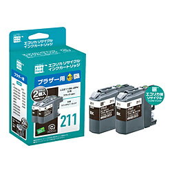 Other - エコリカ 互換リサイクルインクカートリッジ [ブラザー LC211BK-2PK] ブラック(2個パック) ECI-BR211B-2P ECIBR211B2P