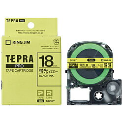 ■テプラPROカラーラベル（蛍光色）テープです。　（テープ色：蛍光イエロー／文字色：黒／18mm幅）■ビデオのタイトルにピッタリです。※画像はイメージです。実際のラベル色とは若干異なる場合がございます。対応ブランド名テプラPRO長さ5mテプ...
