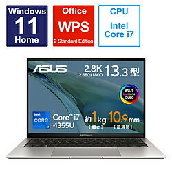 ASUS(エイスース) ノートパソコン Zenbook S 13 OLED バサルトグレー UX5304VA-NQI7W ［13.3型 /Windows11 Home /intel Core i7 /メモリ：16GB /SSD：512GB /WPS Office /日本語版キーボード /2023年4月モデル］ UX5304VANQI7W [振込不可]