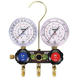 イチネンTASCO R404A・R134a用 サイトグラス付ゲージマニホールド ゲージ径φ80 1個 TA124E-1 TA124E1