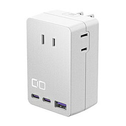 CIO Polaris CUBE WALL67W PD対応AC充電器　USB-C×2、USB-A×1ポート、ACコンセント×3 ホワイト CIO-PC67W2C1A-AC3-WH ［3ポート /USB Power Delivery対応 /Smart IC対応 /GaN(窒化ガリウム) 採用］ CIOPC67W2C1AAC3WH