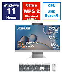 ASUS() M3702WFAK-WA063W ǥȥåץѥ ASUS M3702WFAK ۥ磻 27 /AMD Ryzen5 /ꡧ16GB /SSD512GB /2023ǯ11ǥ M3702WFAKWA063W