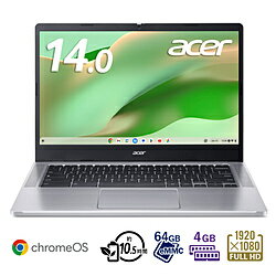 Acer エイサー ノートパソコン Chromebook 314 ピュアシルバー CB314-4H-F14P ［14.0型 /Chrome OS /intel N100 /メモリ：4GB /eMMC：64GB /無し /日本語版キーボード /2024年1月モデル］ CB31…