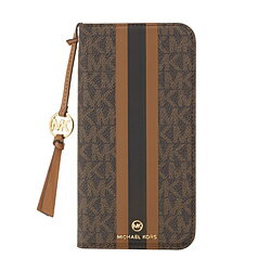 マイケルコース MICHAEL KORS - Folio Case Stripe With Tassel Charm for MagSafe for iPhone2022 6.7inch 3眼 [ Brown ] MICHAEL KORS マイケル　コース MKSTTCBRWFLIP2267 【864】